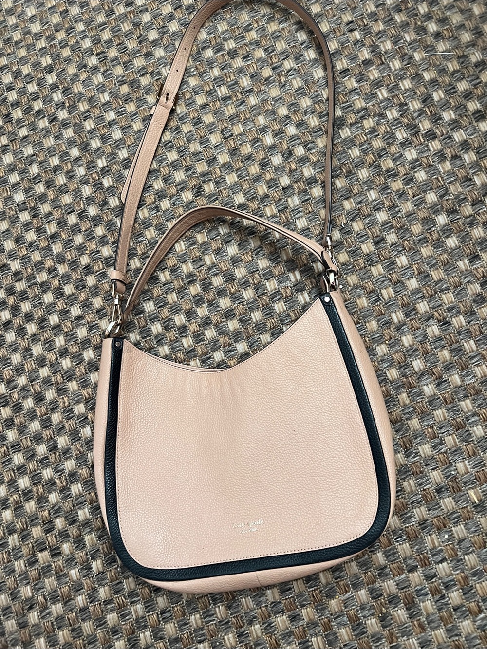 Kate spade Leather Shoulder Bag in Blush with Black Trim